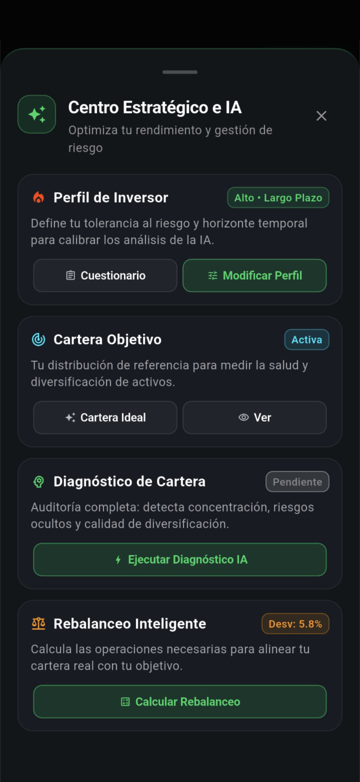 Centro Estratégico e IA en Mi Cartera